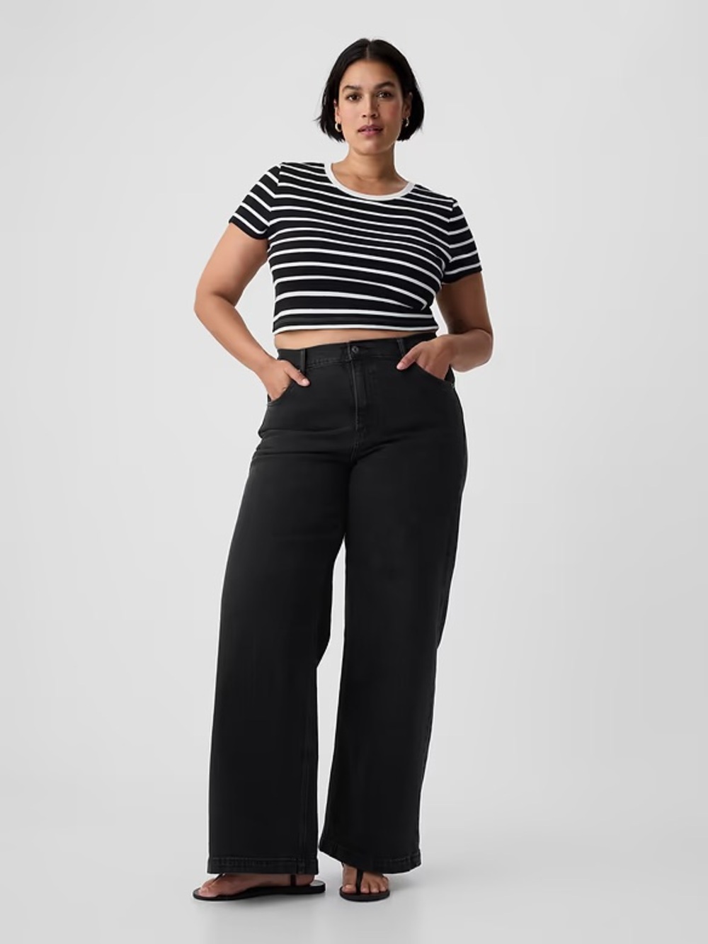 GAP black high stride wide-leg jeans